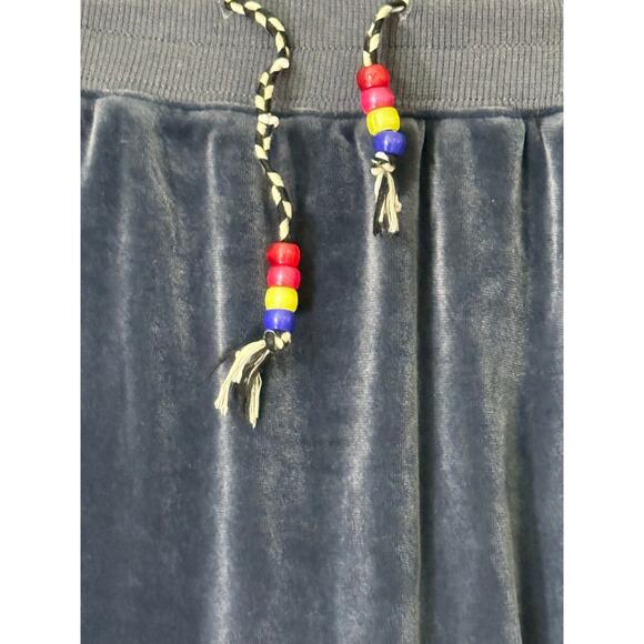 natural life blue velvet skort with beaded waist tie womens large - Picture 5 of 6